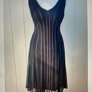 Tadashi Dress Sleeveless Double V Midi Cocktail Evening Mesh Black Womens Size M